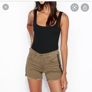 Express green jean shorts